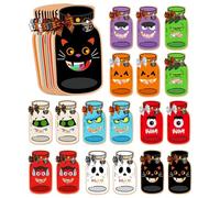Jiimhte Bolsa de dulces para Halloween, bolsas de dulces de Halloween con tarjetas en tarro, proyectos de envoltura prácticos, organizador de aperitivos para aula, comunidad, escuela, hogar