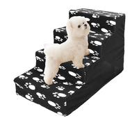 Jiimhte Escaleras para Cachorros para Cama - Pasos para Cama para Perros de 4 Pasos - Cama cómoda de Franela para escaleras para Mascotas, fácil de Montar, Animales pequeños, Gatos Grandes, para