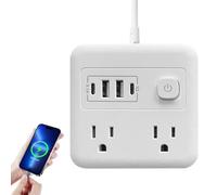 Jiimhte Toma de Corriente Portátil - Regleta Conector Múltiple 8 en 1 | Base De Carga De Escritorio con Cable De 1.8 M para Viaje Hogar Dormitorio