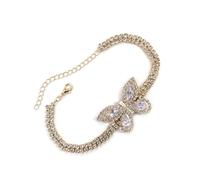 jiingekk Abalorio de mariposa con piedra de circonita cúbica, joyería coreana de moda para todos los días, elegantes diamantes completos mariposa, talla única, como se describe