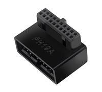 jiingekk Adaptador de placa base USB 3.0 de 19/20 pines, aguja de enchufe vertical para giro de asiento, codo de dirección de 90 grados, junta de dirección instantánea