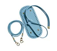 jiingekk Base de bolsa y correa de piel sintética, cordón ajustable, componentes de manualidades para bolsas hechas a mano, diseños de bolsas tejidas, azul celeste, One Size