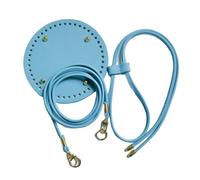 jiingekk Base de bolsa y correa de piel sintética, cordón ajustable, componentes de manualidades para bolsas hechas a mano, diseños de bolsas tejidas, azul celeste, One Size