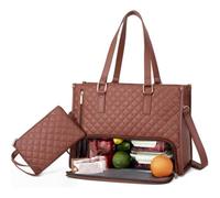 jiingekk Bolsa de almacenamiento de almuerzo para mujer con compartimento para el trabajo, bolsa aislada para laptop, Brown