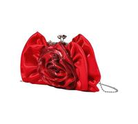 jiingekk Bolso de hombro con volantes de inspiración retro con rosas, accesorio para eventos de graduación, bolso cruzado para mujer, bolso de noche para bodas
