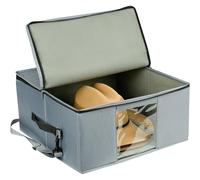 jiingekk Caja plegable de gran capacidad para viajes, almacenamiento portátil organizada con correa para el hombro y bolsillos de malla, caja de almacenamiento de tela Oxford, gris, One Size