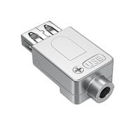 jiingekk Carcasa de metal USB 2.0 macho sin soldadura, adaptador de terminales sin soldadura, cable USB 2.0 para teclado, impresora, carcasa de metal