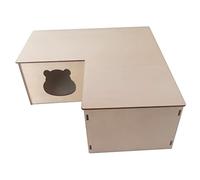 jiingekk Casa de hámster con múltiples cámaras, hábitat de anidación de madera para jerbos, chinchillas, cobayas, animales pequeños, casas de hámster y escondites