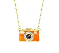 jiingekk Collar con colgante de cámara ajustable, función de proyección multilingüe, 100 idiomas, diseño compacto, joyería de cobre, collar único para iniciar conversaciones, talla única, como se