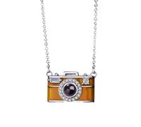 jiingekk Collar con colgante de cámara ajustable, función de proyección multilingüe, 100 idiomas, diseño compacto, joyería de cobre, collar único para iniciar conversaciones, talla única, como se
