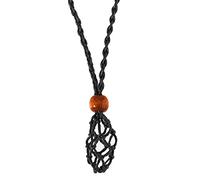 jiingekk Collar con colgante de piedra natural tejida retro, bolsillo de red, hecho a mano, joyería para hombres y mujeres, igual, sin collar, cordón, soporte de piedra para hacer joyas, talla única