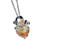 jiingekk Collar de cadena de plata hecho a mano con corazón de cristal, hecho a mano, único, para San Valentín, su lujoso corazón hecho a mano para ella, talla única, como se describe, como se