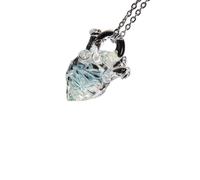 jiingekk Collar de cadena de plata hecho a mano con corazón de cristal, hecho a mano, único, para San Valentín, su lujoso corazón hecho a mano para ella, talla única, como se describe, como se