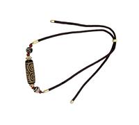 jiingekk Collar Dzi de ágata natural de nueve ojos que simboliza el poder de la antigua artesanía cultural para el cuello para uso diario, collar tibetano unisex, talla única, como se describe, como