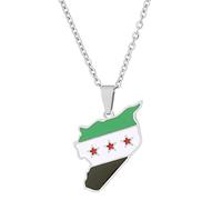 jiingekk Collar unisex con colgante de bandera de mapa del país de Siria, cadena de color dorado y plateado, gargantilla de joyería para fiesta de Navidad, talla única, como se describe, como se