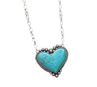 jiingekk Collares de corazón de amor turquesa para mujeres y niñas, collar con colgante de declaración para niñas, fiesta, vacaciones, joyería, regalo, turquesa, collares con colgante para mujer
