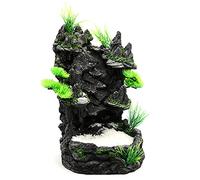 jiingekk Decoración de acuario, piedra de resina artificial, roca, montaña, peces, para tanque, arena, cascada, paisaje con arena realista
