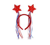 jiingekk Diadema ligera para los días de la independencia con corazones dobles y rayas, accesorio elegante para el cabello para eventos patrióticos, diademas rojas, blancas y azules