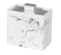 jiingekk Dispensador de palillos de dientes de resina de grado comercial y diseño de mármol de hisopo de algodón con cubierta segura para espacios de comedor, estuche multifuncional para palillos de