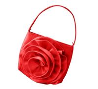 jiingekk Elegante bolso de hombro floral casual con correa de cadena para fiestas de noche y celebraciones de boda, ocasión especial, Red, One Size