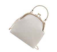 jiingekk Elegante bolso de noche con cadena metálica en lujoso bolso cruzado de hombro, elegante bolso para ocasiones especiales de graduación, White, One Size