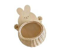 jiingekk Estante de pared tejido de ratán, diseño de gatito, oso, hecho a mano, almacenamiento para colgar en la pared para artículos del hogar