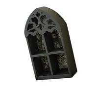jiingekk Estante flotante de pared de madera tallada con precisión para decoración del hogar, diseño misterioso inspirador, pantalla de cristal, estante decorativo de corte preciso