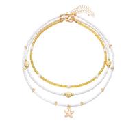 jiingekk Juego de joyería de playa de triple propósito con perlas elásticas para el cuello, tobillera, estilos de vocación, uso de joyería de concha sensible a la piel, talla única, como se describe