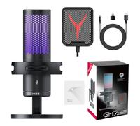 jiingekk Micrófono USB de condensador con iluminación de color para ajustar el sonido para grabar podcasts en casa y voz sobre trabajo en computadoras