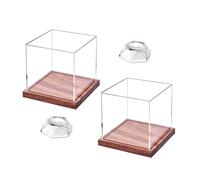 jiingekk No requiere montaje, soporte de tenis transparente con base de madera maciza para coleccionistas y aficionados. Soporte de béisbol