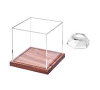 jiingekk No requiere montaje, soporte de tenis transparente con base de madera maciza para coleccionistas y aficionados. Soporte de béisbol