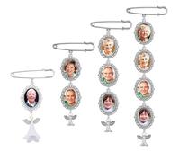 jiingekk Ramo de boda para fotos, kit de fabricación de broches, marco de encaje, dije de boda, cabujones de cristal ovalados, marco de fotos