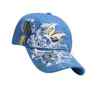 jiingekk Sombrero de sol bordado de mariposa, cómodo y transpirable, para mujer, para ciclismo, correr, tenis, senderismo, deportes y playa, azul, Talla única