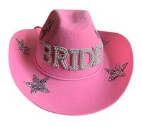 jiingekk Sombrero de vaquero para novia, vaquera, despedida de soltera, fiesta nupcial, fedora vaquera, sombrero blanco para novia