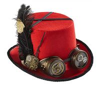 jiingekk Steampunk - Sombrero de viajero del tiempo Steampunk para hombre con gafas, sombrero de fiesta de Halloween