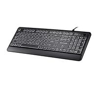 jiingekk Teclado retroiluminado USB LED con impresión de fuente grande, 104 teclas, teclado de computadora de tamaño completo para personas mayores y bajo, para retroiluminación blanca individual