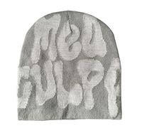 jiingekk Y2K Beanies MEA Culpa Gorros de punto Dupes Gorro de punto con estampado de letras Slouchy Skullies Skull Cap MEA Culpa Dupes, Gris Claro, Talla única