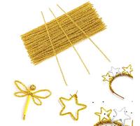 jijAcraft 100PCS Alambre de Chenilla Lentejuela, 30CM Oro Chenilla Tallos, 6mm Limpiador de Pipas Lentejuela, Decoración para Navidad DIY Artesanía
