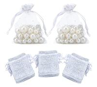 jijAcraft 100pcs Bolsas de Organza 7x9cm Bolsitas Organza Regalos con Cordón, para Navidad, Boda Favores, Joyas y Dulces (Blanco)