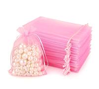 jijAcraft 100pcs Bolsas de Organza de Regalo Bolsitas de Organza 10x15cm para Boda Favores, Joyas y Dulces (Rosa)