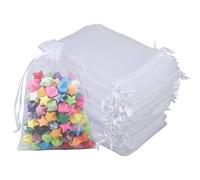 jijAcraft 100pcs Bolsas de Organza de Regalo Bolsitas de Organza 13x18cm para Boda Favores, Joyas y Dulces (Blanco)