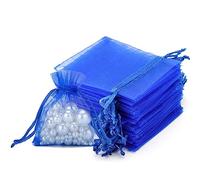 jijAcraft 100pcs Bolsas de Organza de Regalo Bolsitas de Organza 7x9cm para Boda Favores, Joyas y Dulces (Azul real)