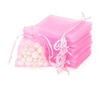 jijAcraft 100pcs Bolsas de Organza de Regalo Bolsitas de Organza 7x9cm para Boda Favores, Joyas y Dulces (Rosa)