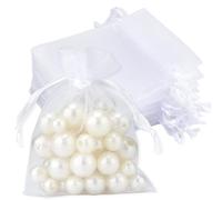 jijAcraft 100pcs Bolsas de Organza de Regalo Bolsitas de Organza 7x9cm para Boda Favores, Joyas y Dulces (Blanco)