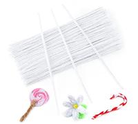 jijAcraft 100PCS Chenilla Tallos, 30cm Blanco Alambre de Chenilla, 6mm Limpiador de Pipas, para Navideñas Halloween Manualidades de Pascua