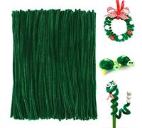 jijAcraft 200PCS Chenilla Tallos, 30cm Verde Oscuro Alambre de Chenilla, 6mm Limpiador de Pipas, para Navideñas DIY Manualidades de Pascua