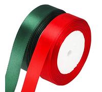 jijAcraft 2PCS Cinta de Raso, 20mm x 20M Rojo y Verde Cinta de Satén, Cinta de Regalo para Boda Navidad Cumpleaños