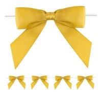 JijAcraft 50 Lazos Dorados de Navidad de 25 mm, Cinta de Raso Preatada para Manualidades, Cestas, Cake Pop, Galletas, Dulces, Envoltorios de Regalos, Bodas