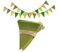 jijAcraft Banderines de yute verde salvia, guirnalda de lino, guirnalda verde para exteriores, 20 metros, banderines de arpillera rústica para decoración de bodas, fiestas, bautizos (60 unidades)
