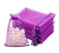 jijAcraft Bolsas de Organza de Regalo 10x15cm, 100PCS Bolsitas de Organza para Boda Favores, Joyas y Dulces (Morado)